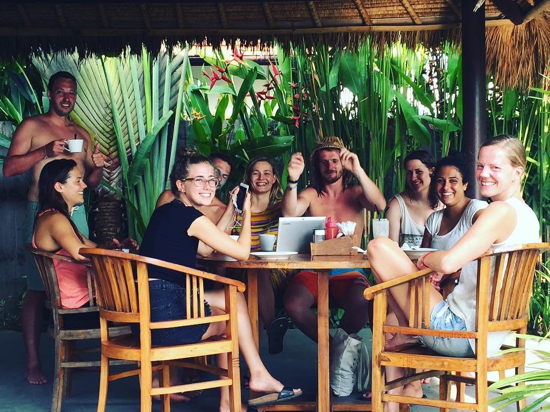 SurfWG Bali guests in our restaurant in Canggu